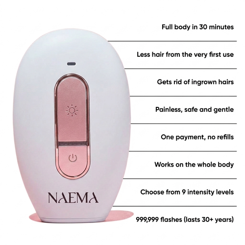 Naema IPL features: full body in 30 minutes, painless, 9 intensity levels